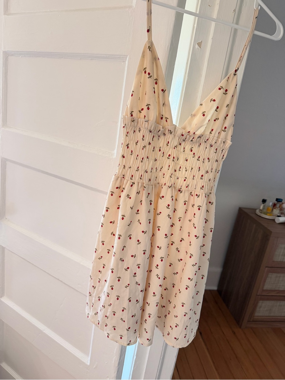 Princess Polly Cream Rose Print Spaghetti Strap Sundress